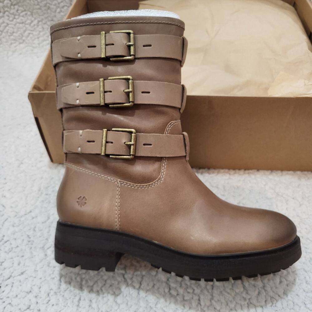 New Lucky Brand Cheviss Motorcycle Boot tan leather Women's size 6